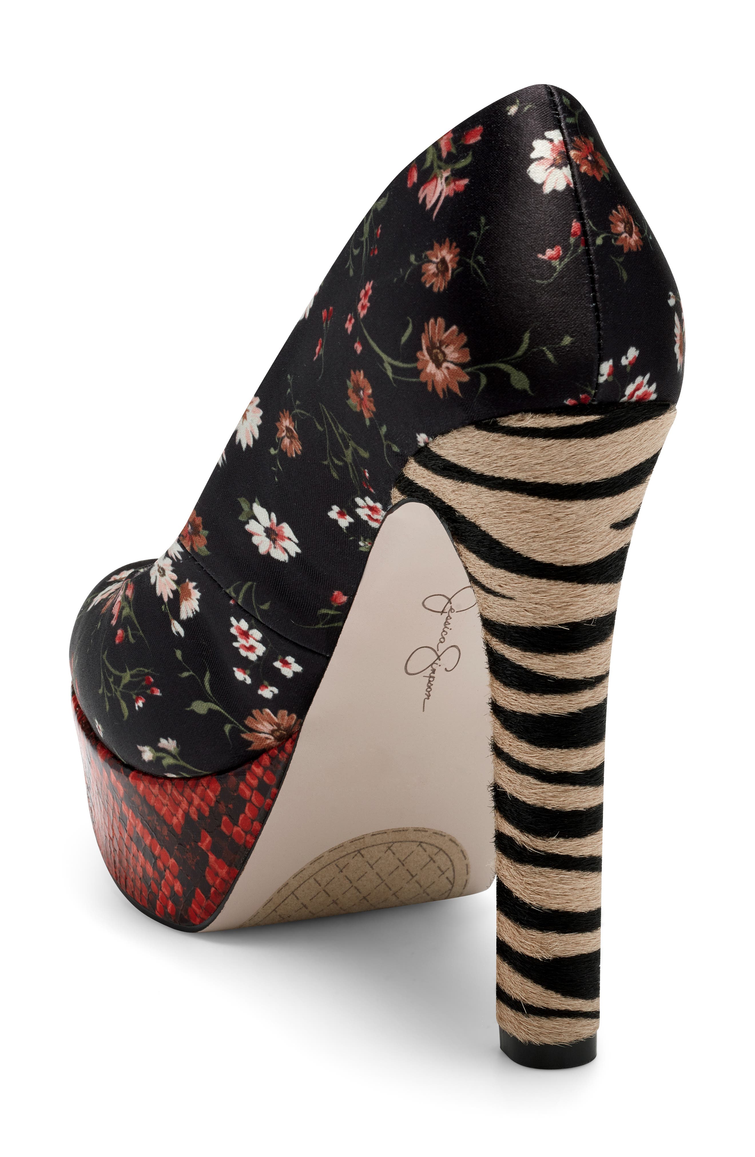 Nellah Platform Pump, Alternate, color, BLACK MULTI SATIN