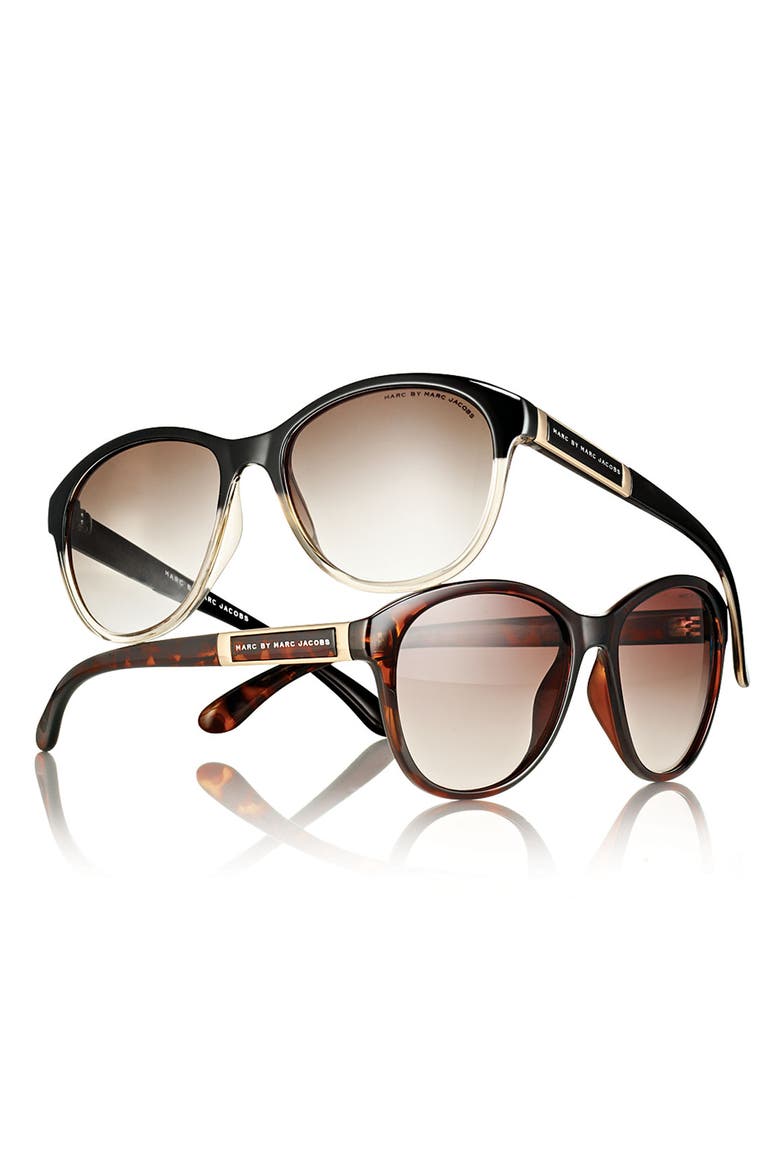 Retro Plastic Sunglasses, Alternate, color, SHINY BLACK