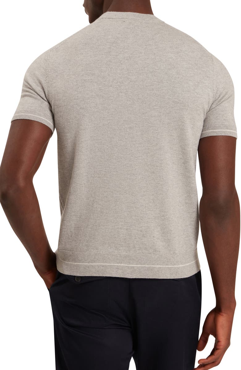 Ted Baker Canon Chevron Texture Short Sleeve Cotton & Wool Crewneck Sweater, Alternate, color, Light-Grey