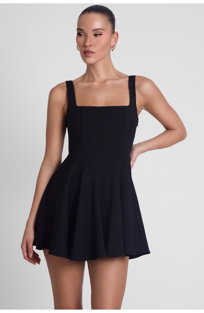 LEAU Sloane Square Neck Corset Mini Dress, Alternate, color, Black