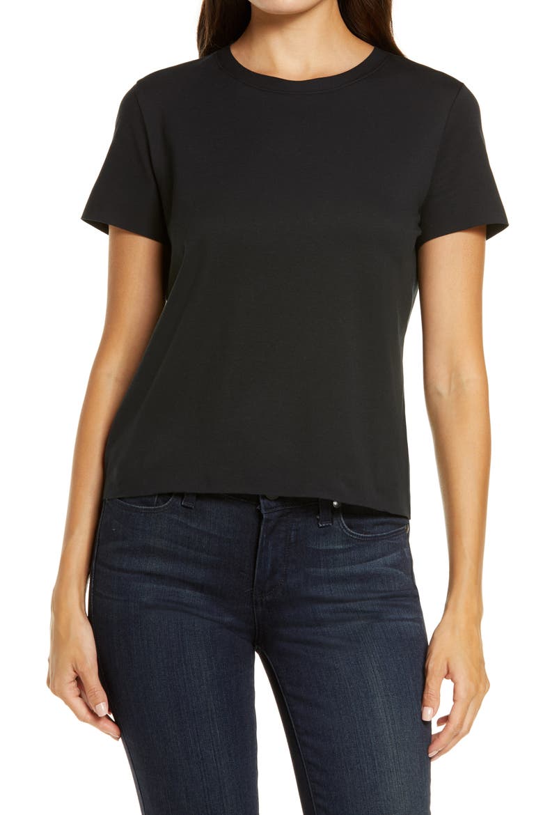 Essential Crewneck Tee, Main, color, BLACK