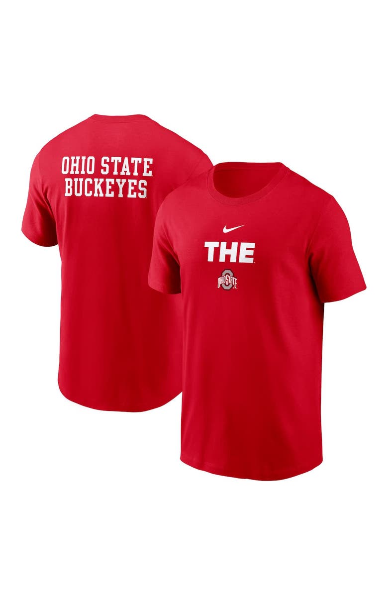 Nike Men's Nike Scarlet Ohio State Buckeyes 2-Hit Stacked T-Shirt, Alternate, color, 