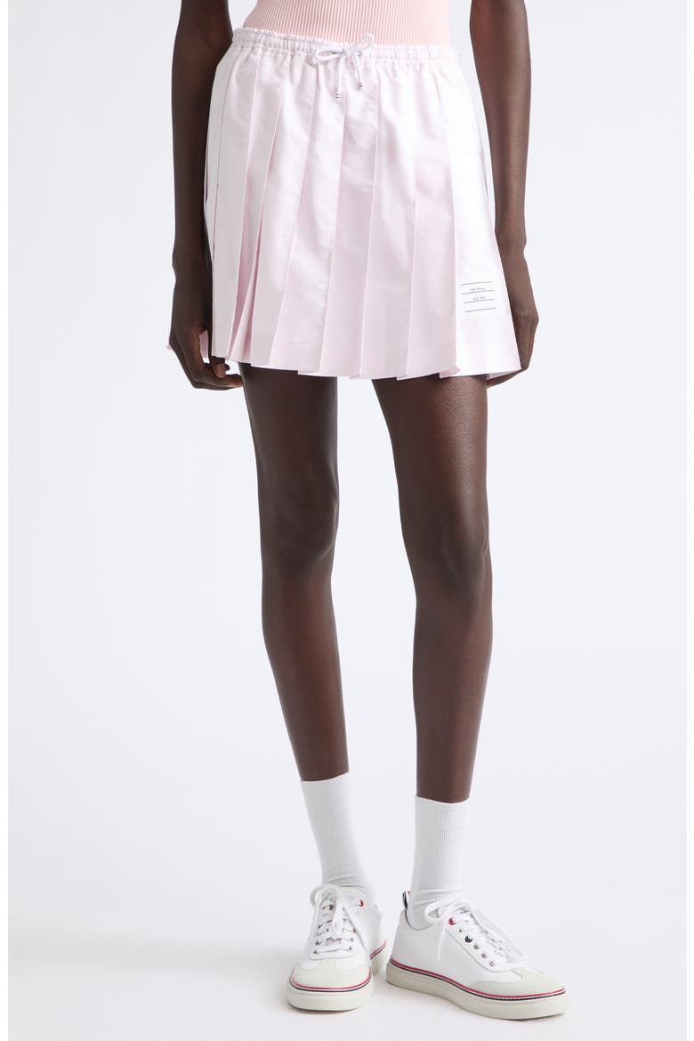 4-Bar Pleated Cotton Oxford Miniskirt, Main, color, LIGHT PINK