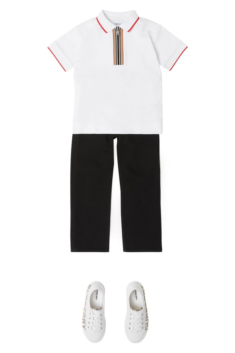 Kids' Samuel Icon Stripe Zip Polo, Alternate, color, WHITE