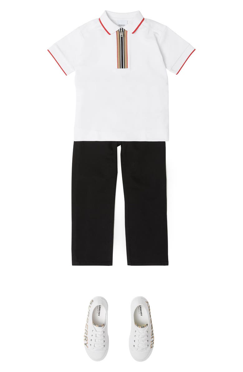 Burberry Kids' Samuel Icon Stripe Zip Polo, Alternate, color, 