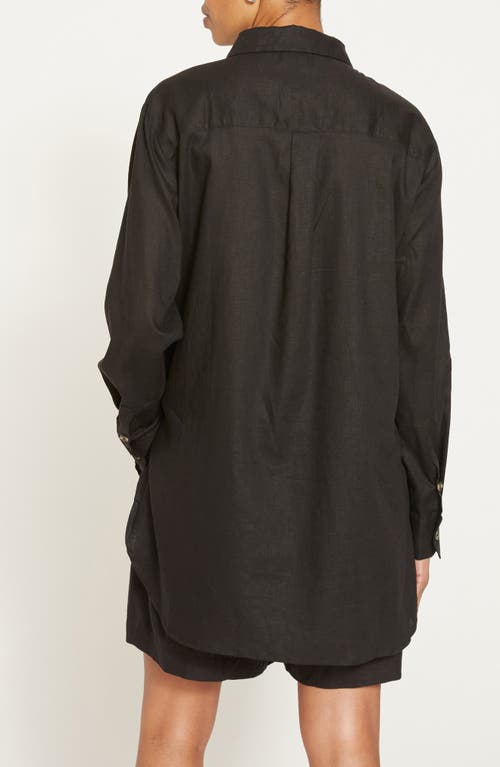Universal Standard Dawn High/low Linen Blend Shirt In Black
