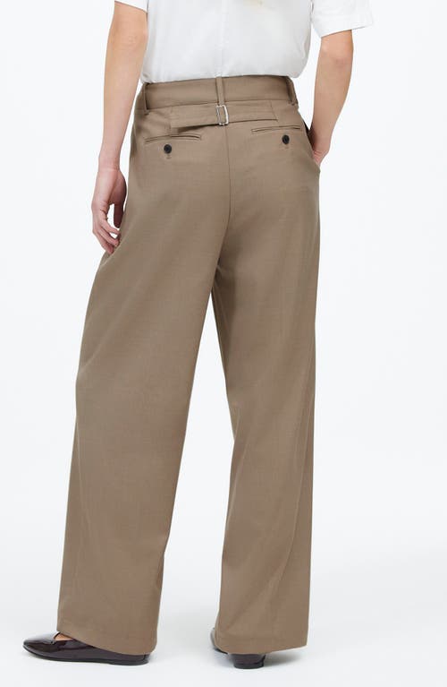 Shop Madewell The Harlow Wide Leg Twill Pants In Dark Oat Melange