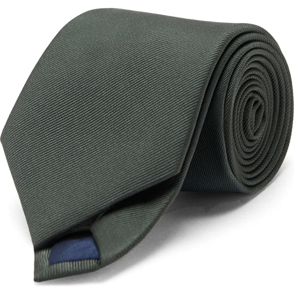 Mango Solid Silk Blend Twill Tie In Green
