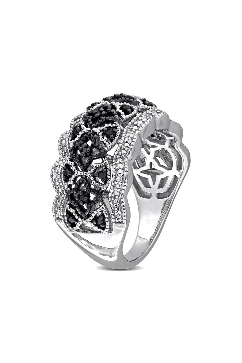 Black & White Diamond Band Ring, Alternate, color, BLACK