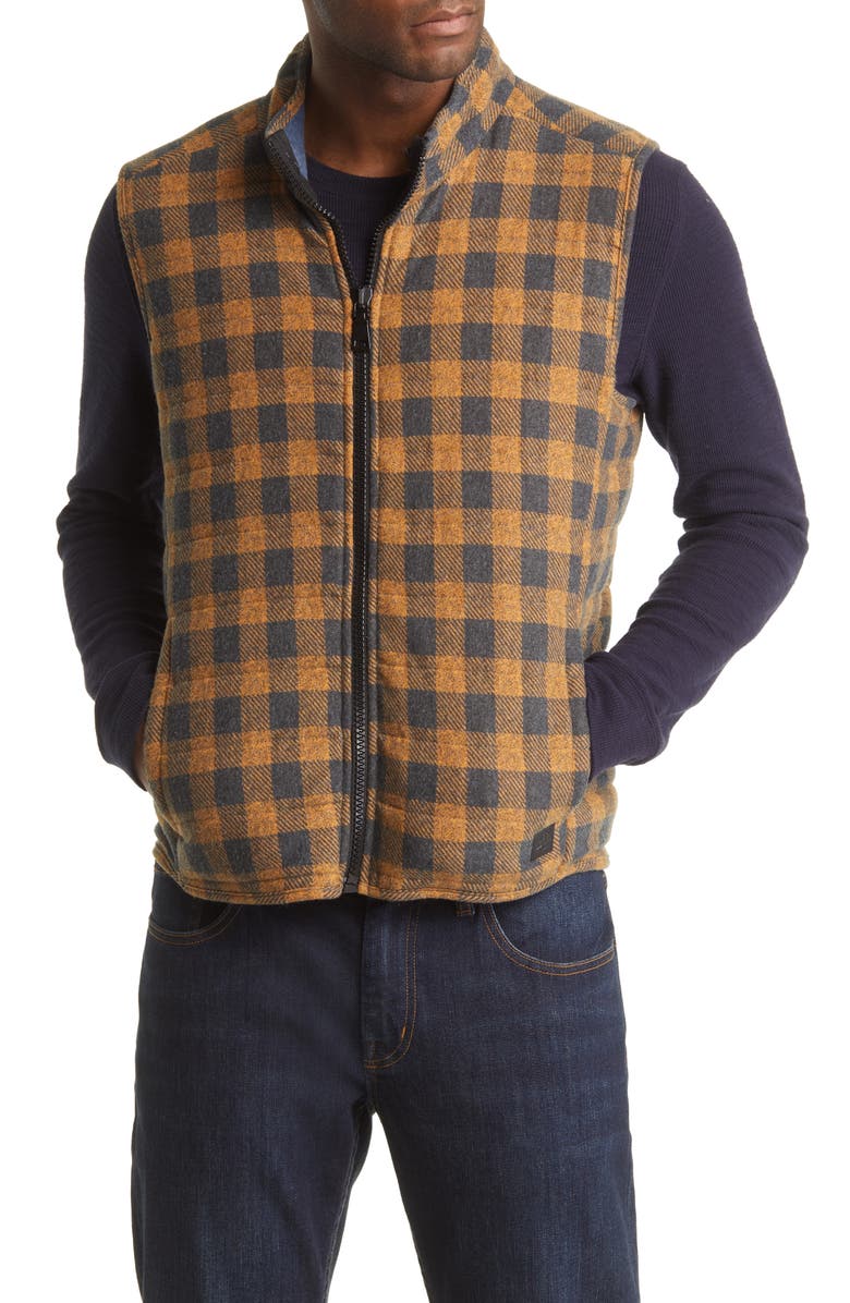 Stone Rose Plaid Quilted Vest, Alternate, color, Camel
