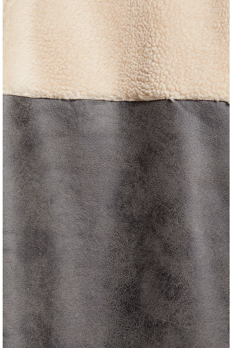 Mixed Media Faux Suede Coat, Alternate, color, GREY TORNADO