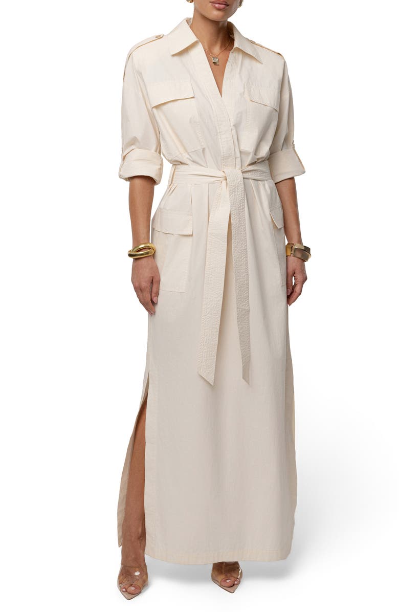 JLUXLABEL Harbor Shore Maxi Shirtdress, Main, color, Cream