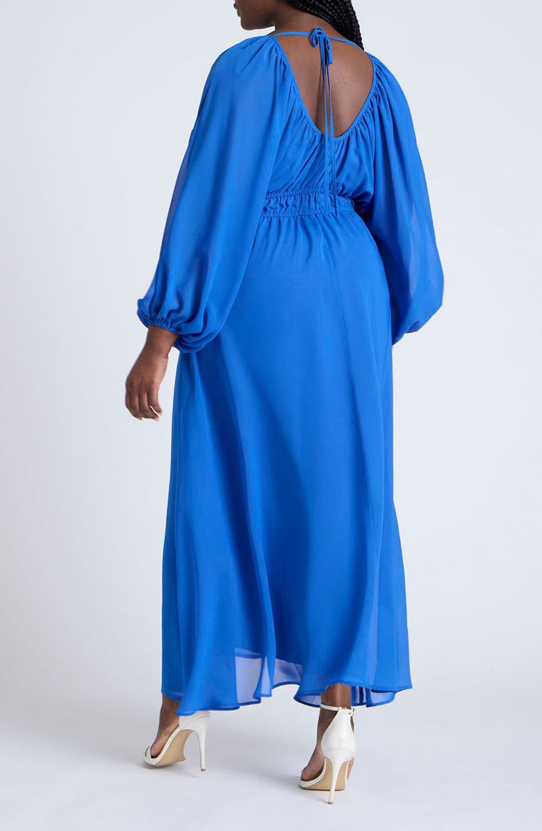 ELOQUII Tie Back Balloon Sleeve Maxi Dress, Alternate, color, 