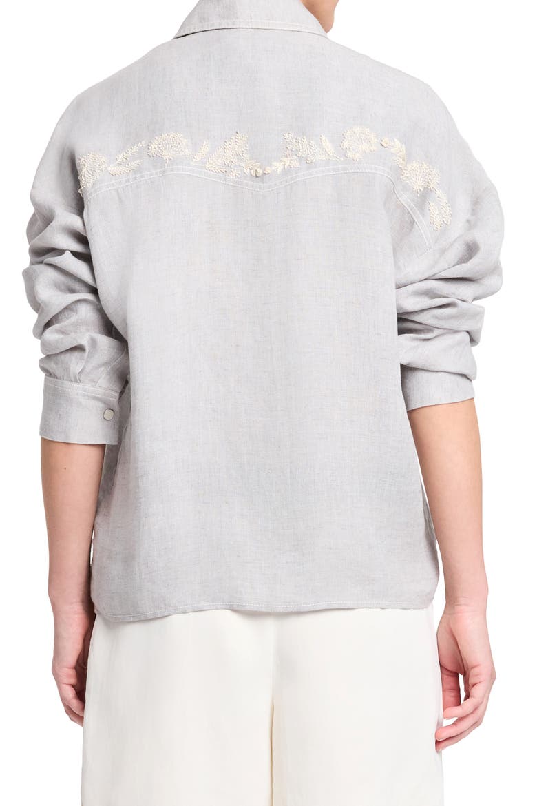 Carter Embroidered Yoke Snap Top, Alternate, color, LIGHT HEATHER GREY