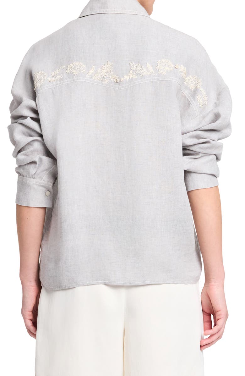 TWP Carter Embroidered Yoke Snap Top, Alternate, color, Light Heather Grey