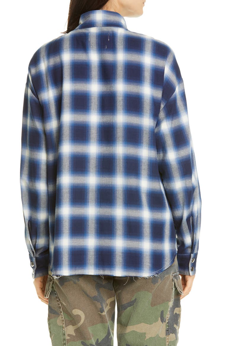 Josie Half Zip Plaid Shirt, Alternate, color, BLUE CHECKS