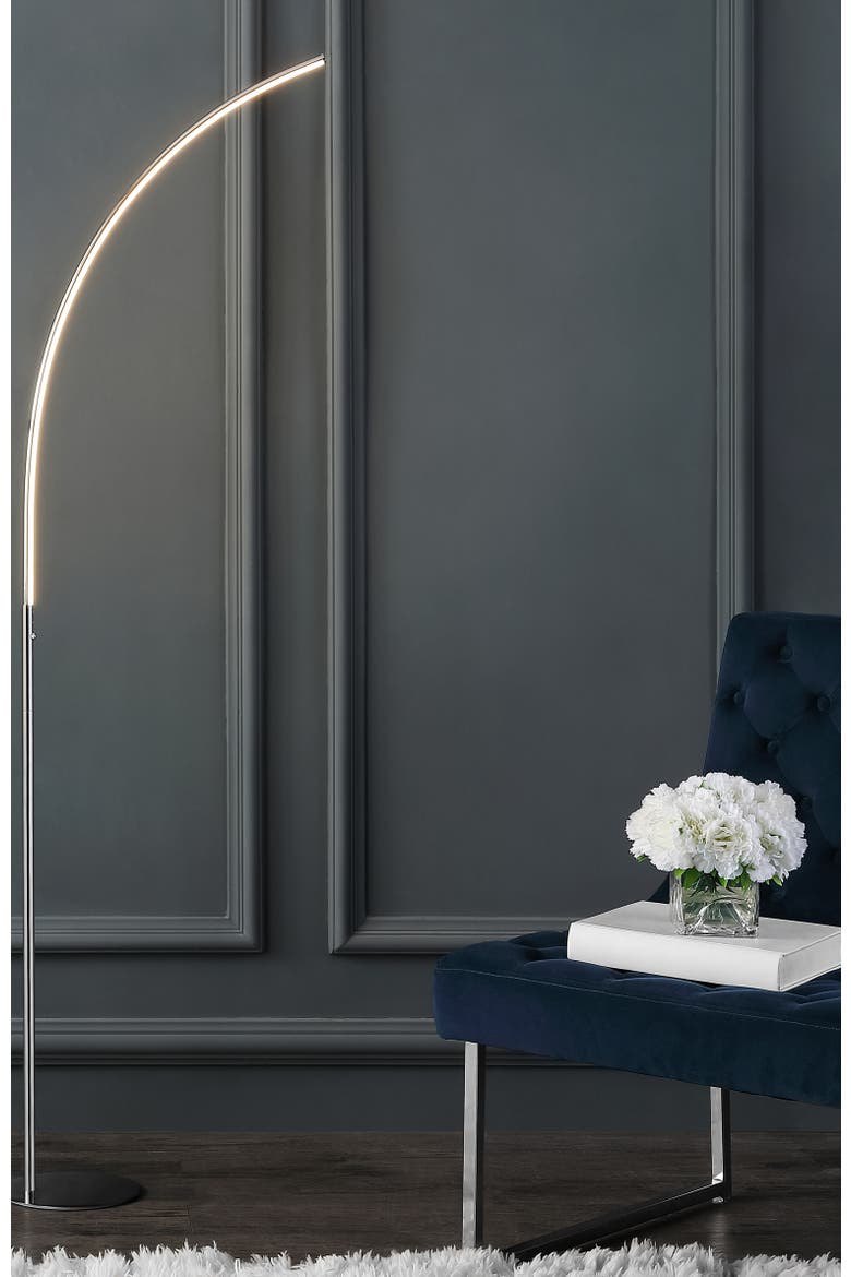 Curva 64" Metal Minimalist Modern LED Integrated Floor Lamp, Chrome, Alternate, color, Chrome