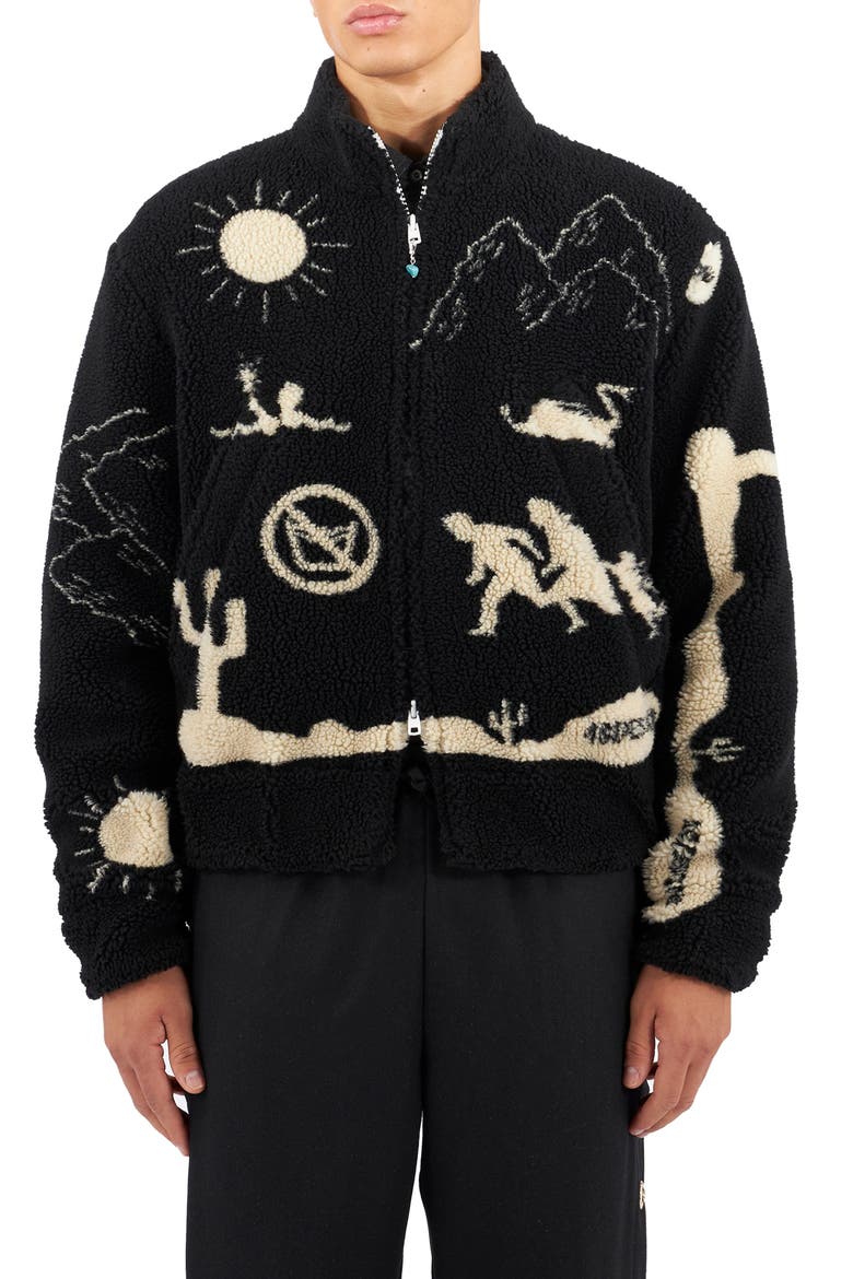 High Pile Fleece Bomber Jacket, Main, color, 90 BLACK
