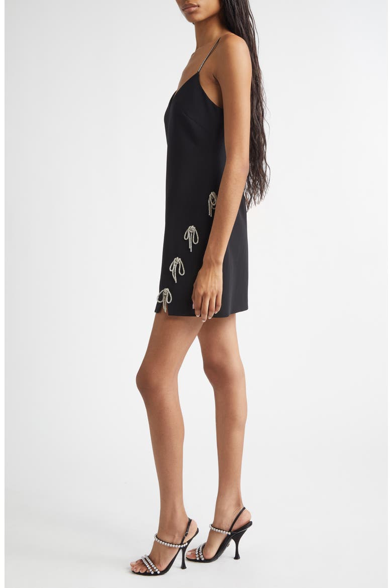 Rhinestone Bow Minidress, Alternate, color, BLACK