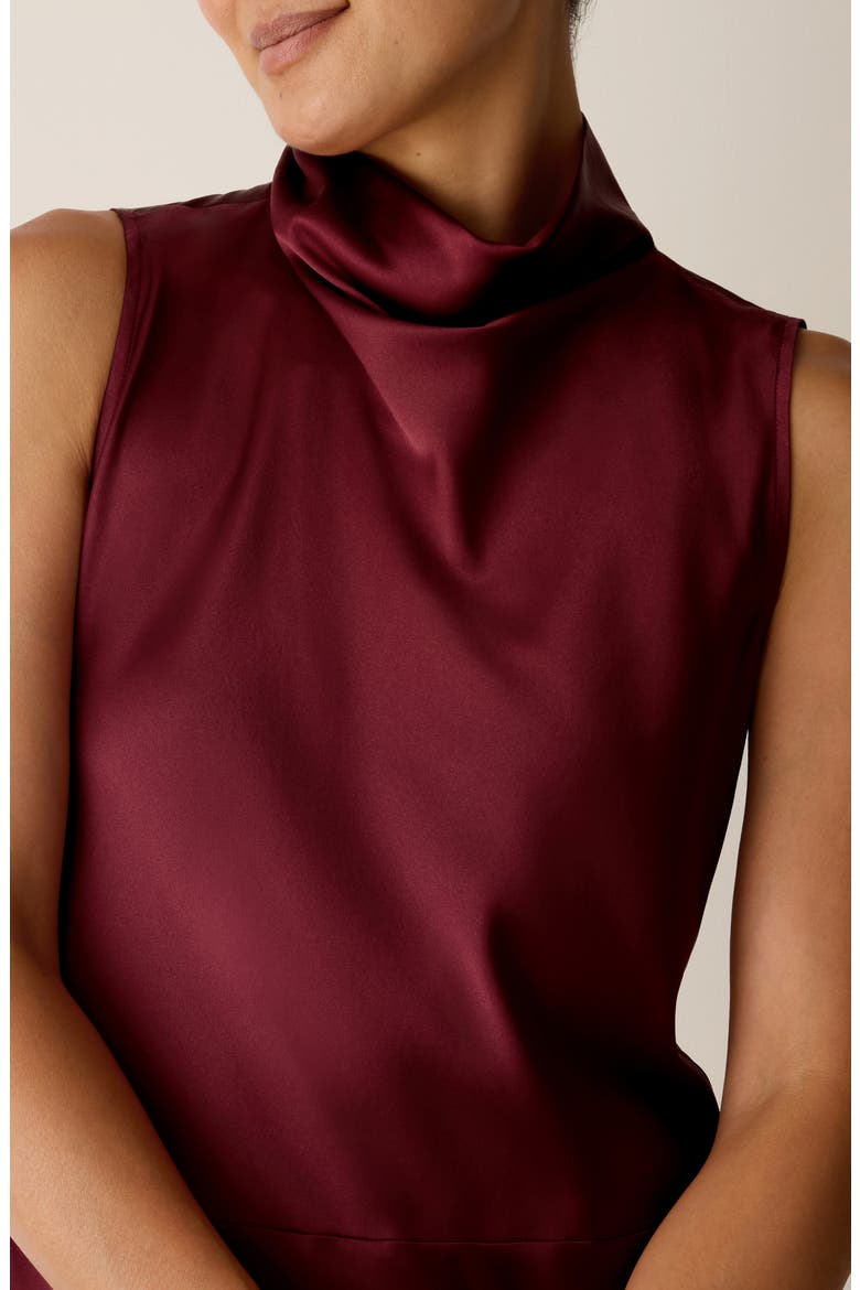 Stretch Silk Satin Cowl Neck Maxi Dress, Alternate, color, SUNDRIED TOMATO