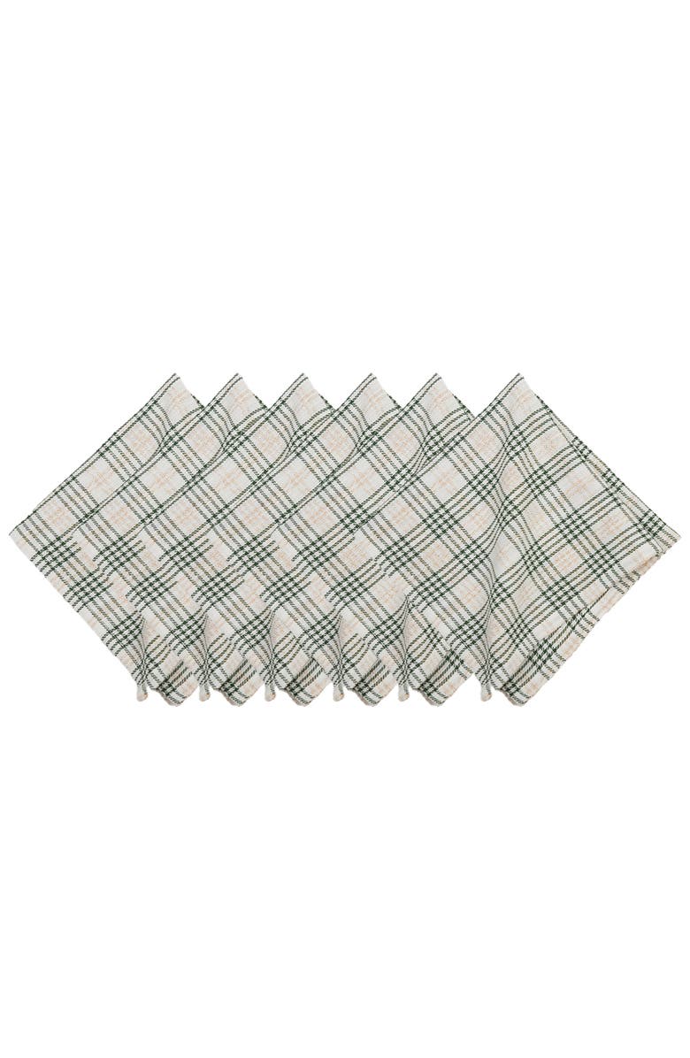 C&F Home Sage
Gold Plaid 100% Cotton Set of 6 Cloth Napkins, Main, color, Green