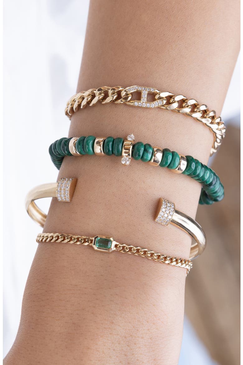 Small Curb Chain Emerald Bracelet, Alternate, color, 14K YELLOW GOLD