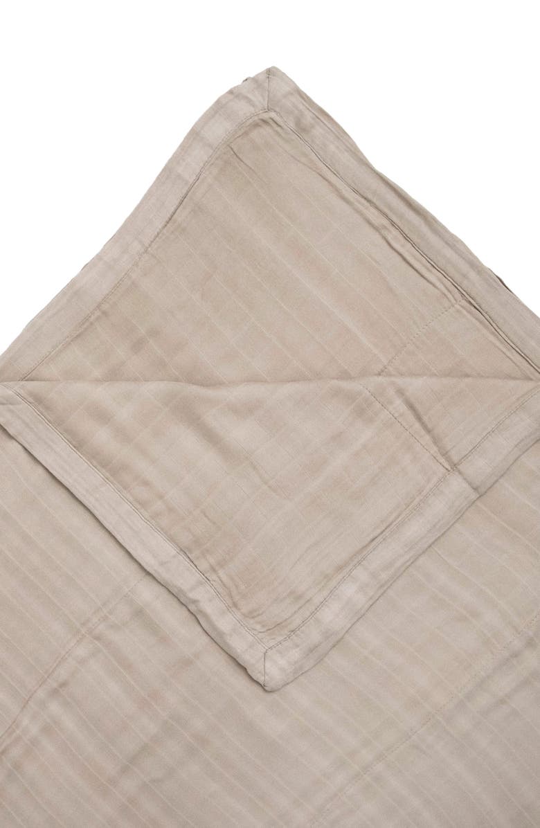 little unicorn Deluxe Muslin Quilted Throw, Alternate, color, Oatmeal