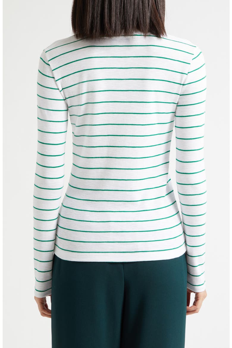 Stripe Long Sleeve Cotton & Modal Crewneck Top, Alternate, color, EMERALD COMBO