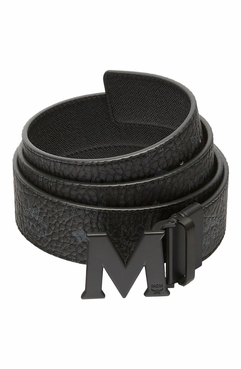 MCM Claus M Reversible Belt 1.75" in Visetos, Alternate, color, Black