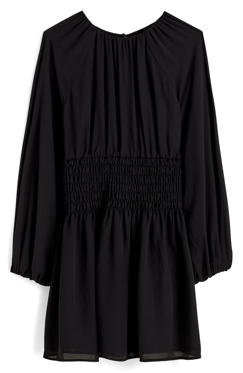 Madewell Smocked Bubble Sleeve Minidress, Alternate, color, True Black