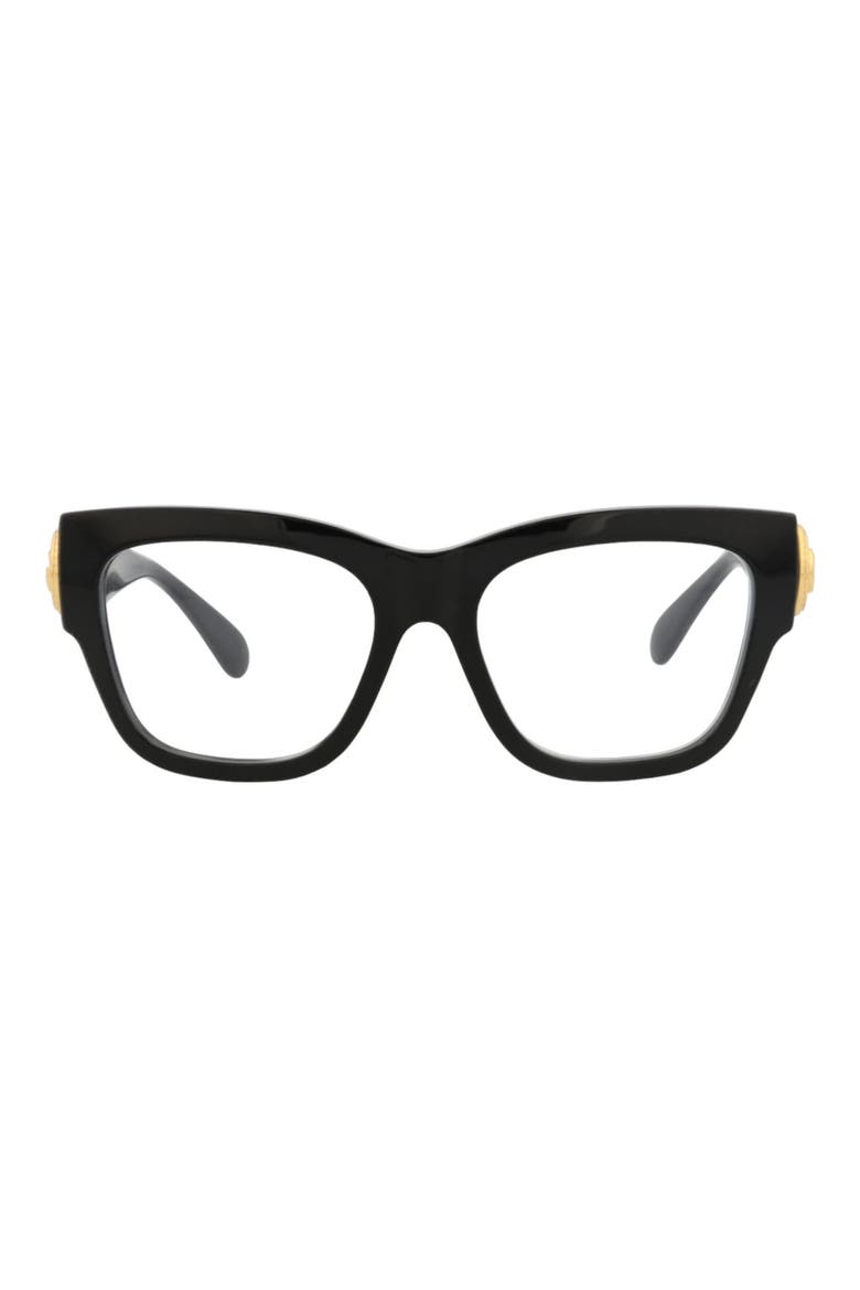 53mm Square Optical Glasses, Main, color, BLACK BLACK TRANSPARENT