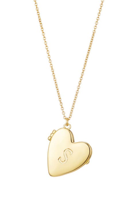 Initial Heart Locket Pendant Necklace
