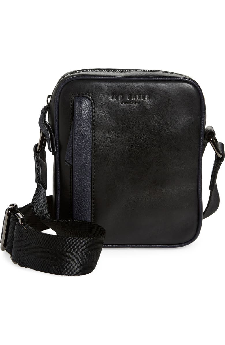 Ted Baker London Rayson Waxed Leather Crossbody Bag, Main, color,