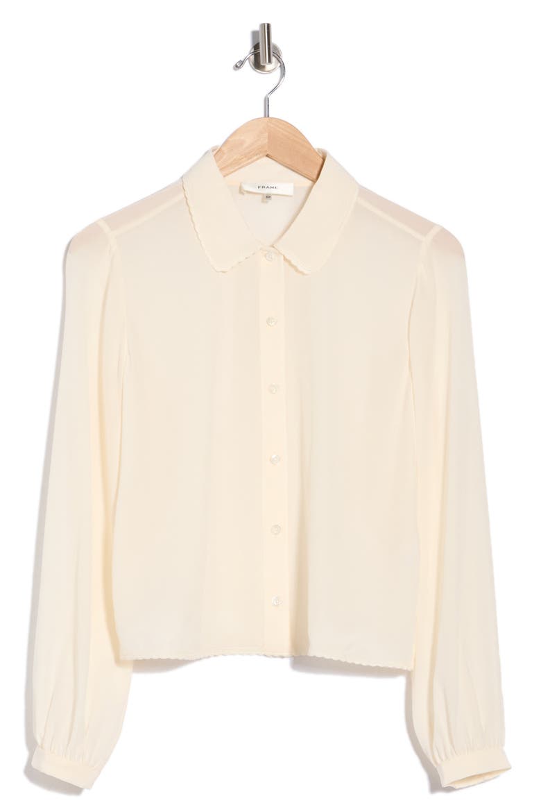 Prim Silk Button-Up Shirt, Alternate, color, CREAM