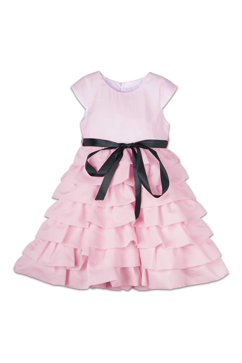 Kids' Tiered Ruffle Dress with Sash, Main, color, PINK