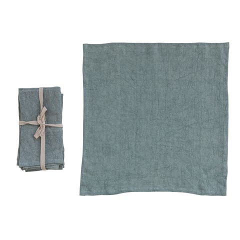 Square Stonewashed Linen Dinner Napkins