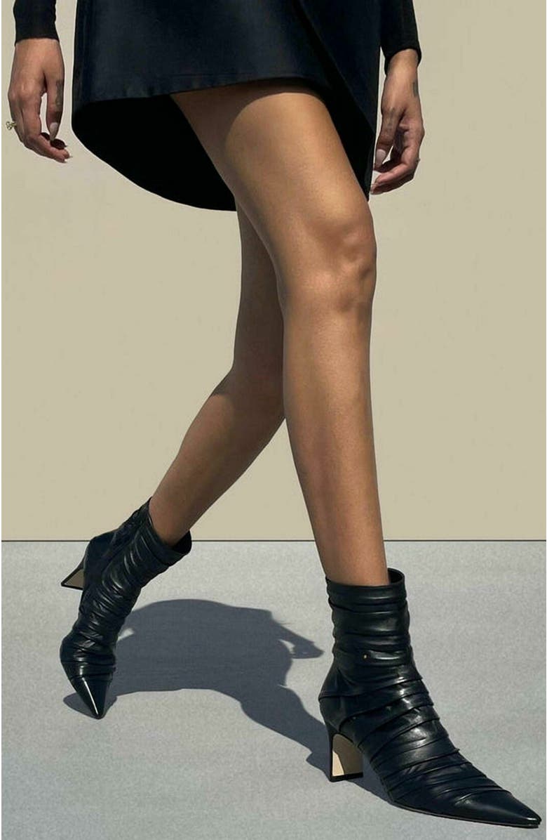 Neil J. Rodgers Plisse Ankle Boot, Alternate, color, Black Nappa