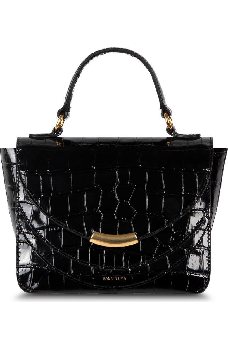 Wandler Mini Luna Arch Croc Embossed Leather Shoulder Bag, Main, color,
