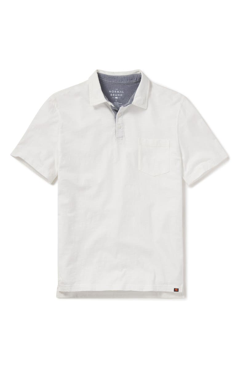 The Normal Brand Slub Pocket Polo, Alternate, color, White