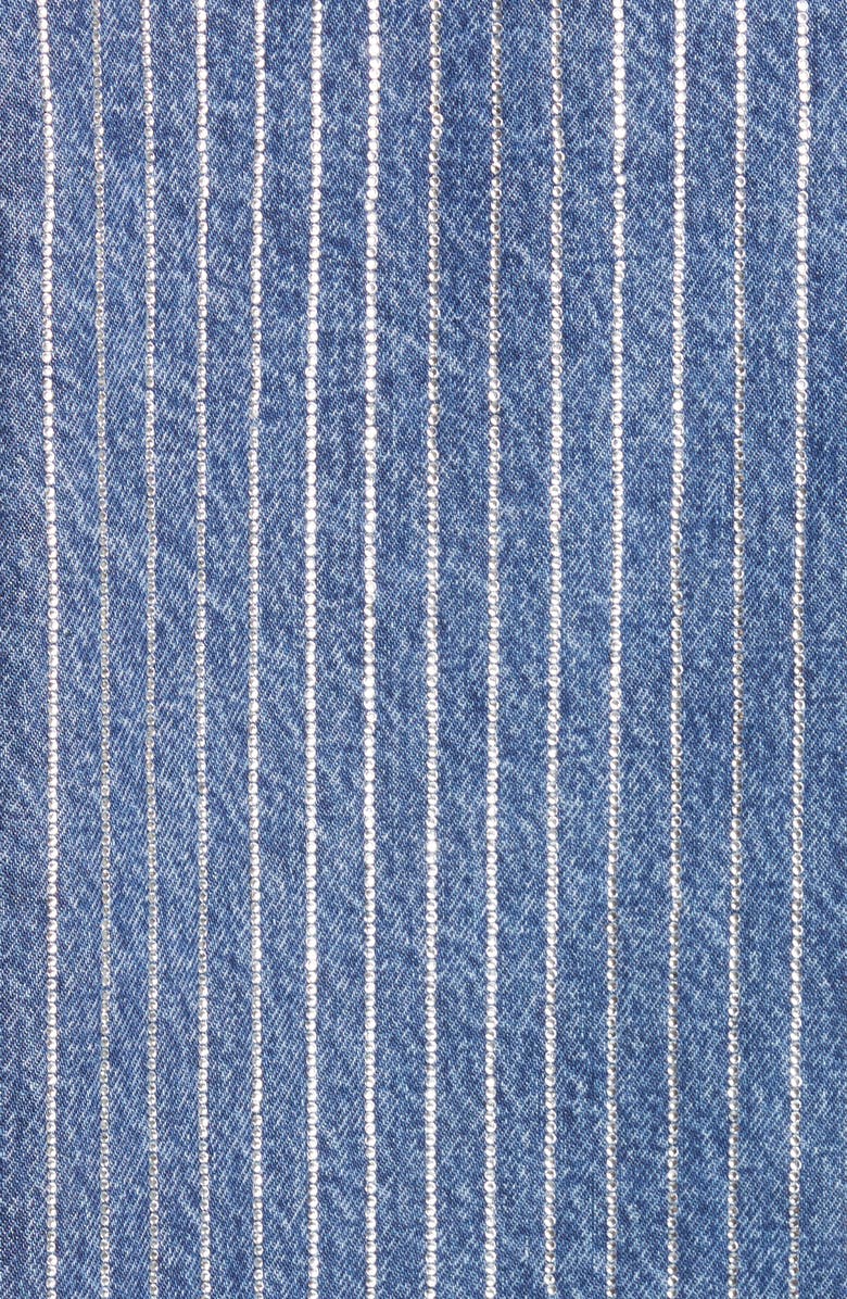 Alexander Wang Oversize Crystal Stripe Denim Shirt, Alternate, color, 