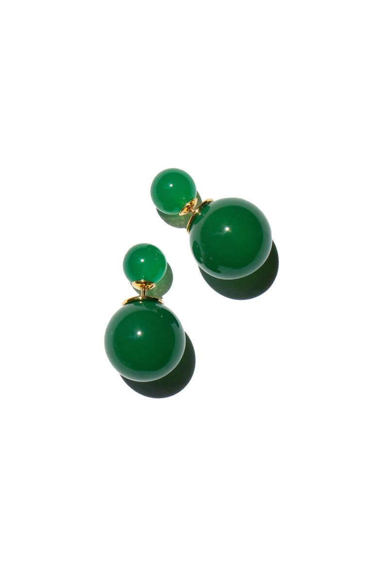 seree Orbit Duo Double ended jade stone stud earrings, Alternate, color, Bright Green