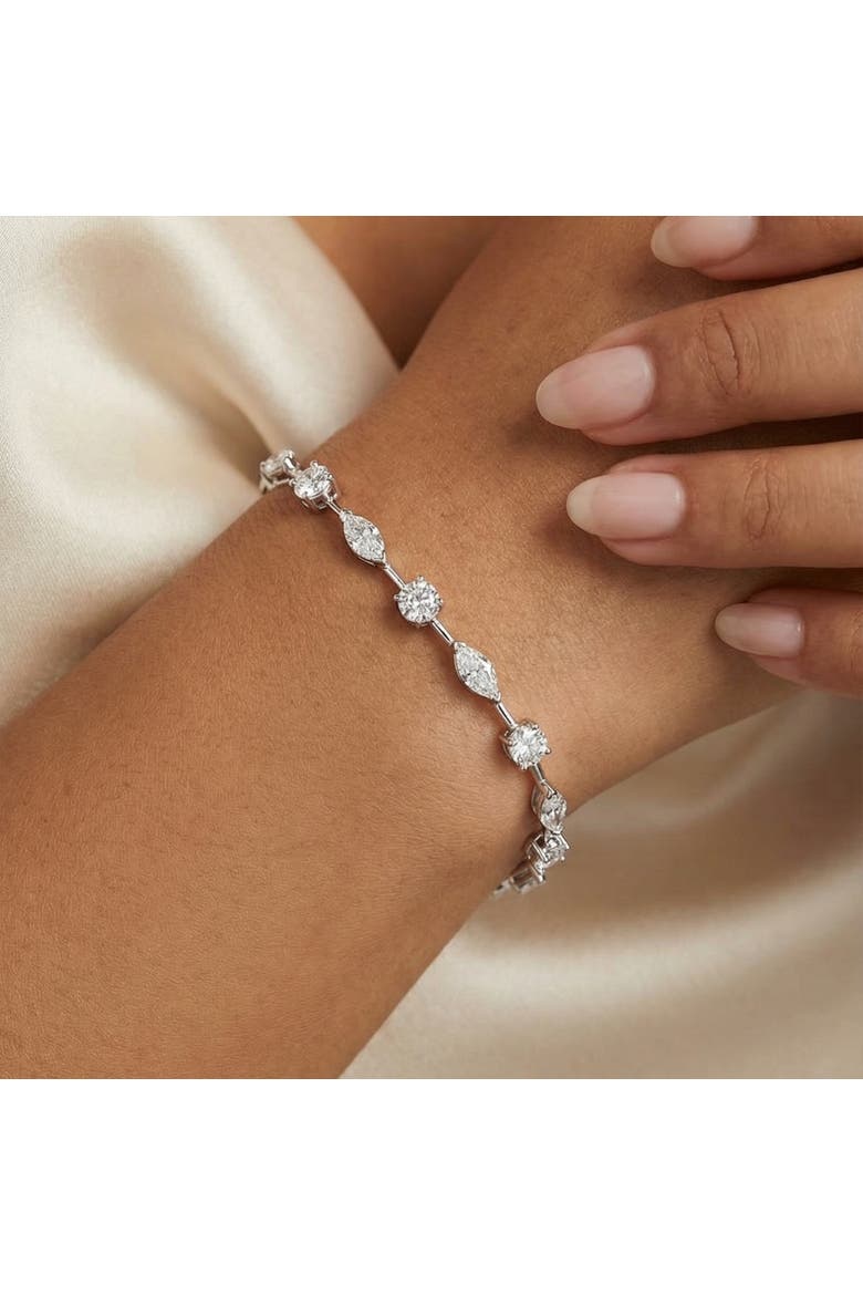 8Ct Mixed Cut Diamond Tennis Bracelet 7" 14k Gold Lab Grown, Alternate, color, 14k White Gold