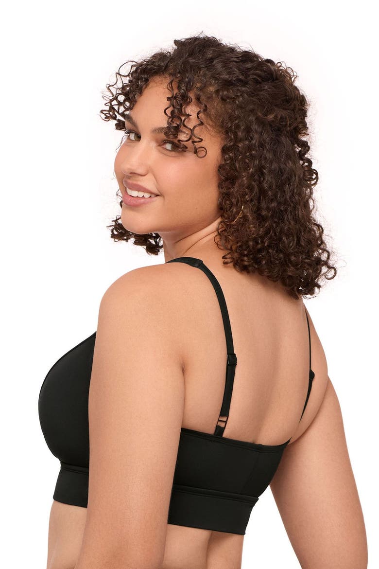 Supportive and Sculpting Banded Plunge V-Neck Bralette Swimsuit Top, Alternate, color, Onyx Black