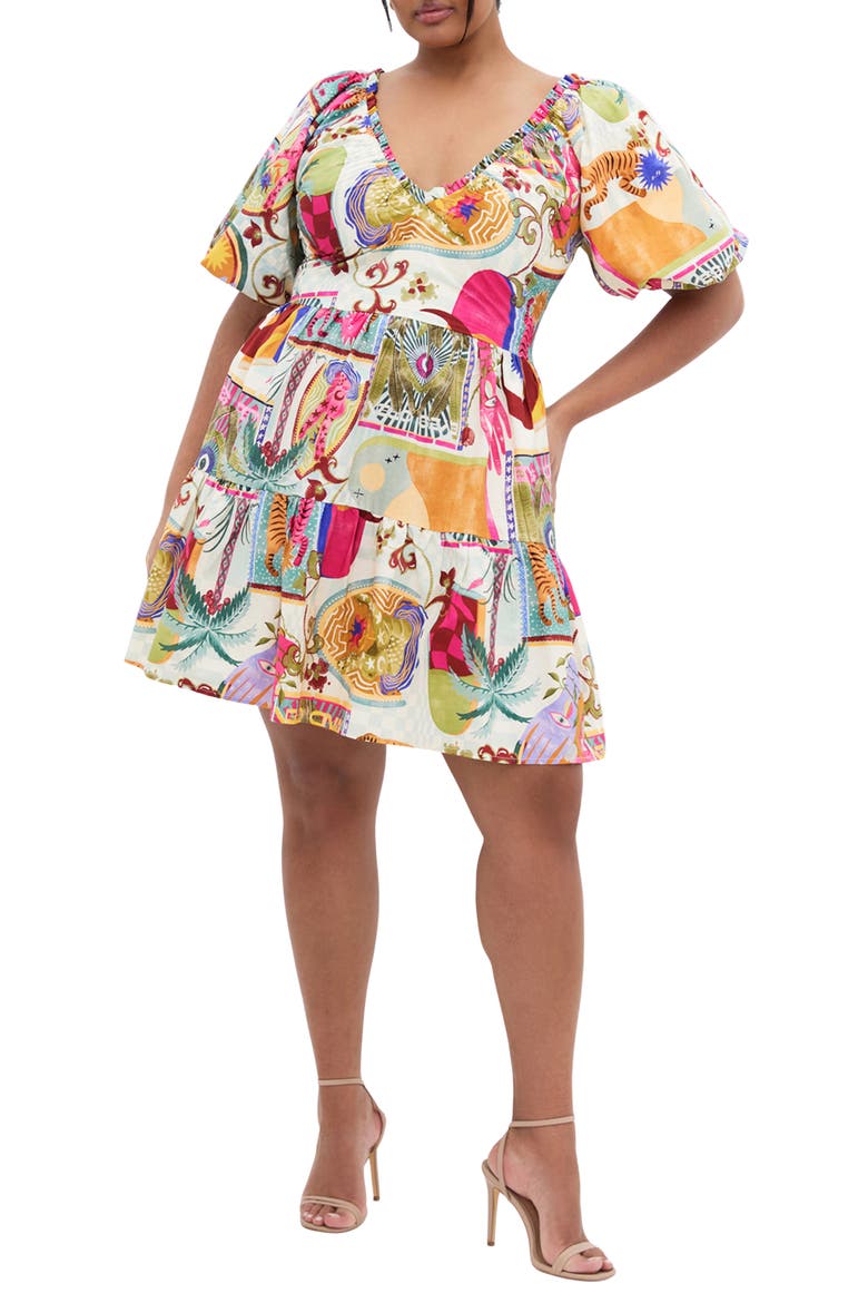 Simono Fit & Flare Minidress, Main, color, DREAMSCAPE