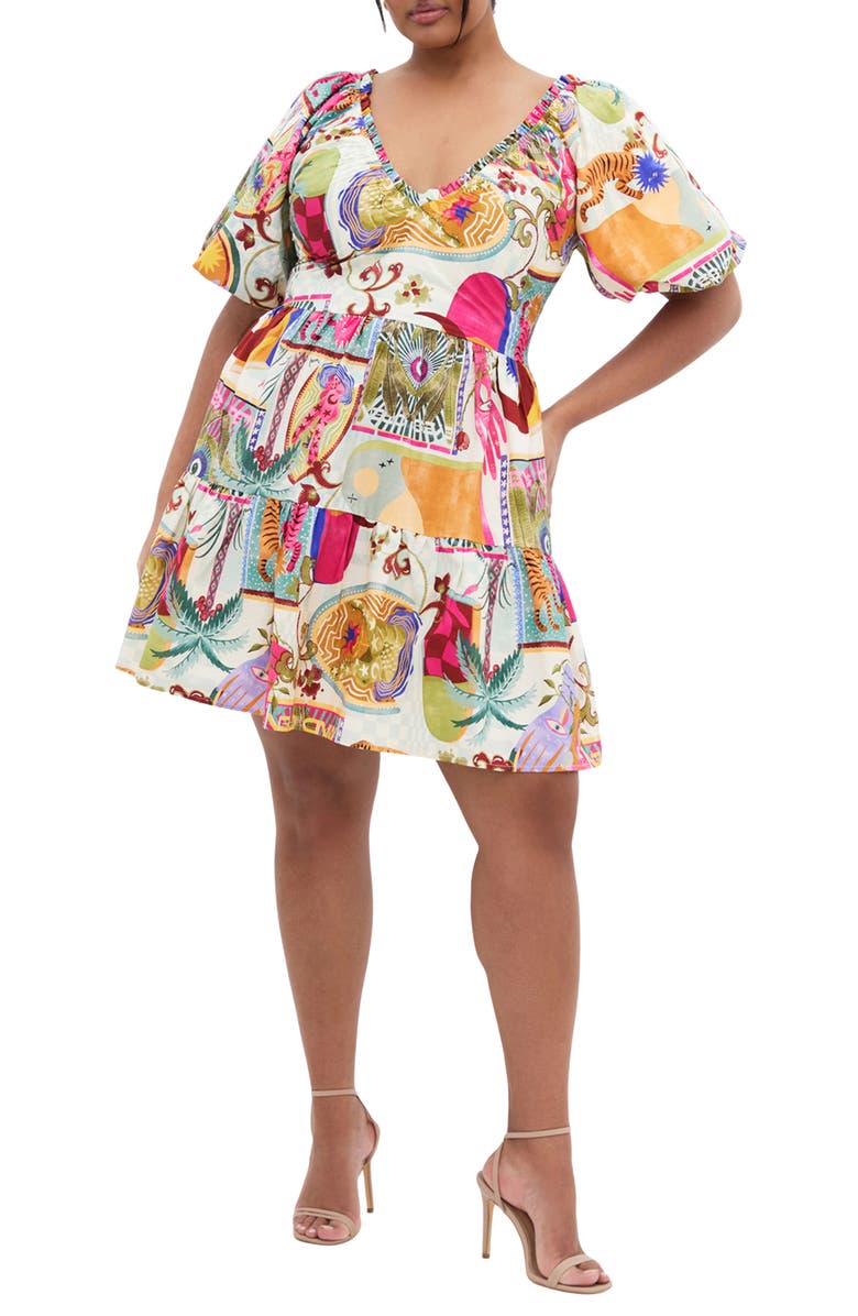 City Chic Simono Fit & Flare Minidress, Main, color, Dreamscape