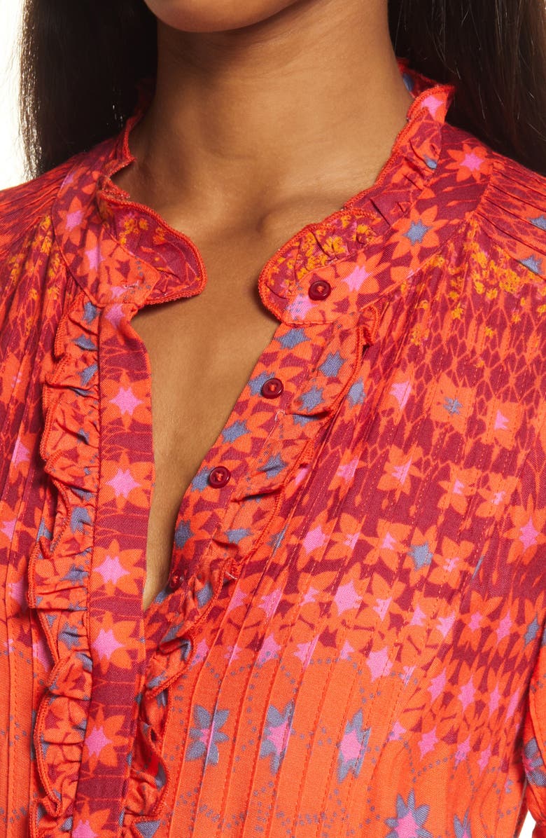 Free People Rare Feeling Pleated Maxi Dress, Alternate, color, Ruby Red