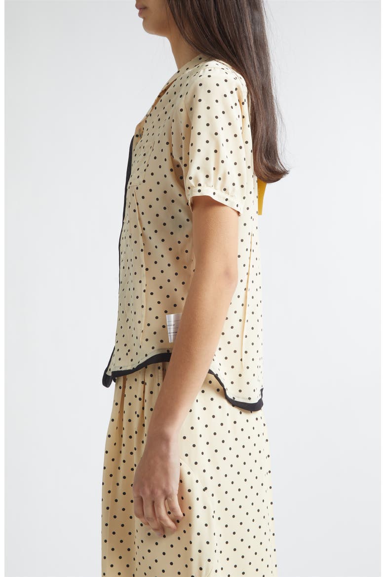 Polka Dot Silk Camp Shirt, Alternate, color, IVORY BASE