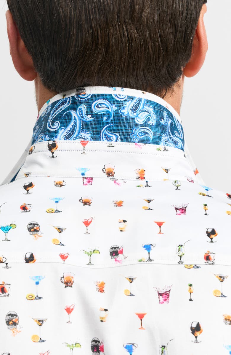 Robert Graham Booze Cruise Classic Fit Short Sleeve Cotton Button-Up Shirt, Alternate, color, White