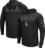 COLOSSEUM Men's Colosseum Black Michigan State Spartans Big & Tall OHT Military Appreciation Tango Long Sleeve Hoodie T-Shirt