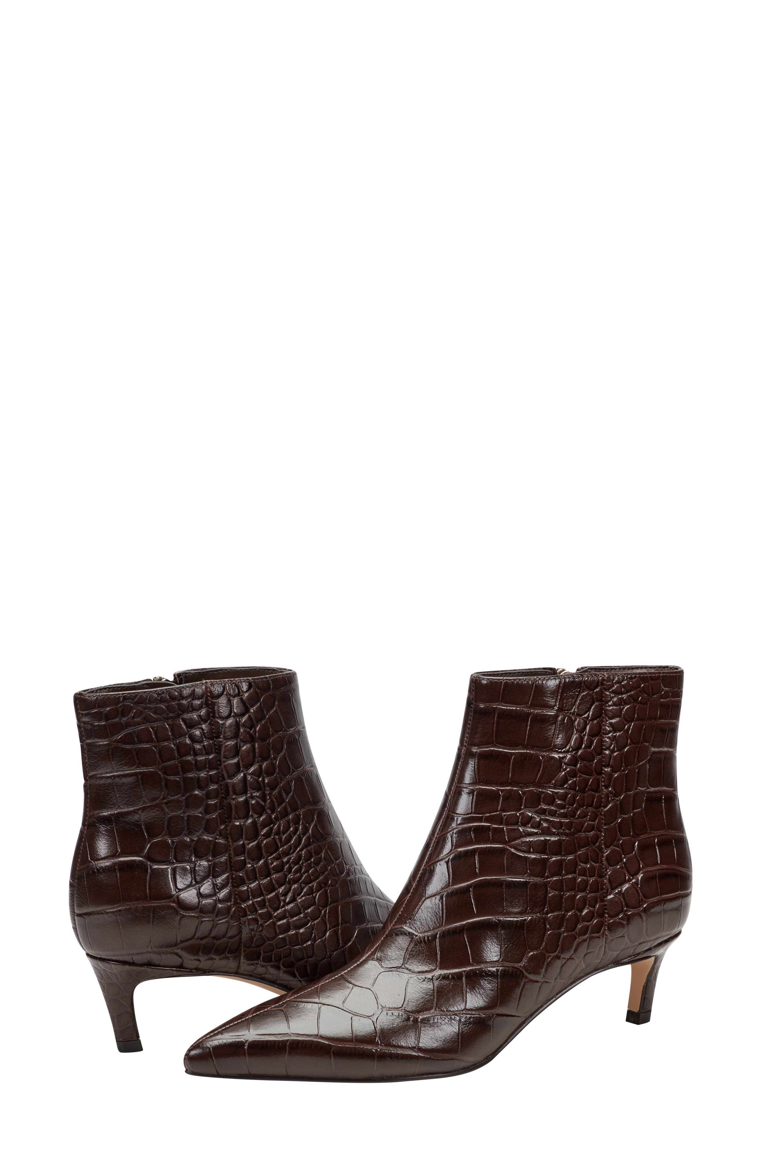 Marc Fisher LTD Itzia Croc Embossed Bootie, Alternate, color, Dark Brown